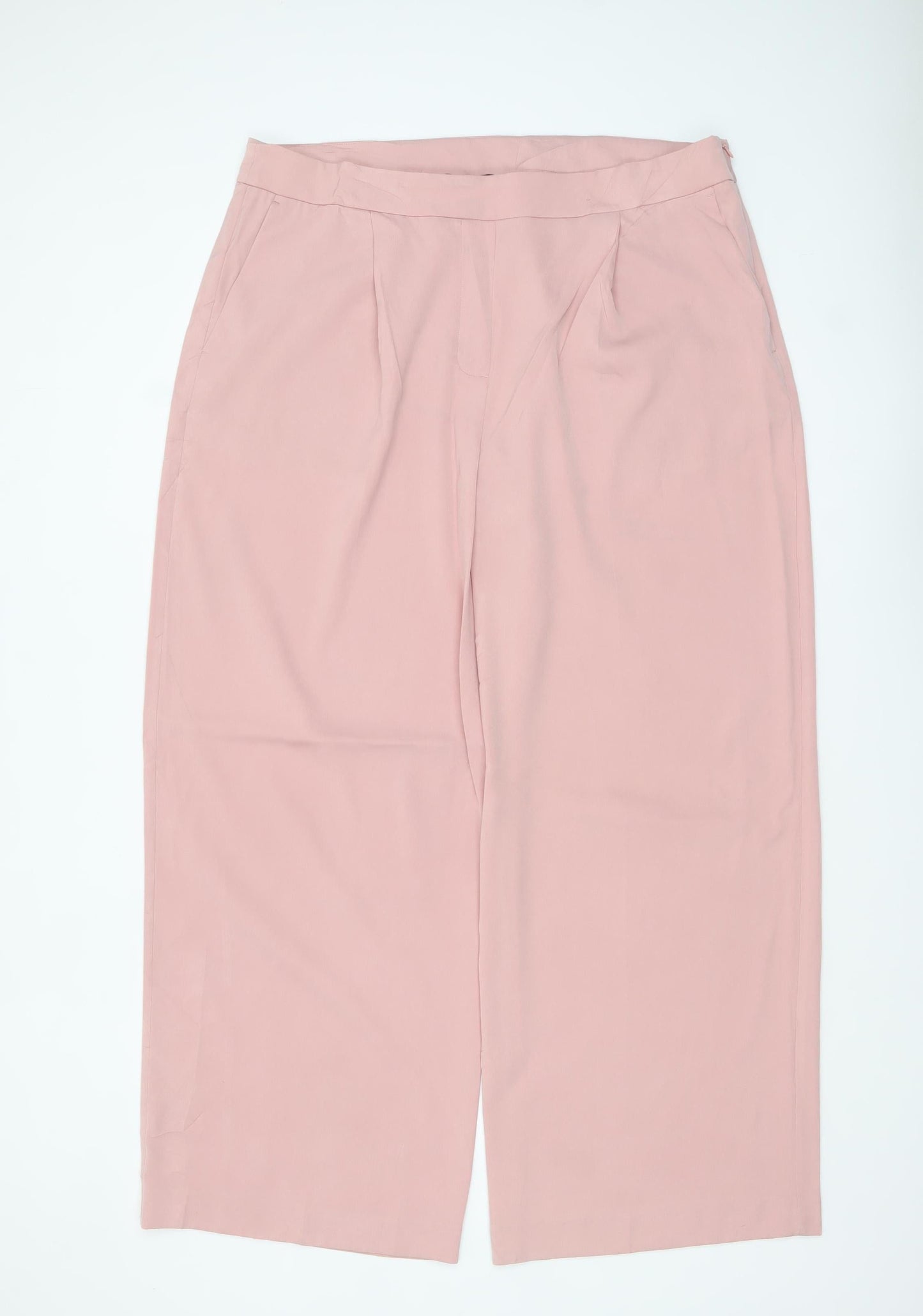 Marks and Spencer Womens Pink Wide-Leg Pleated Trousers Size 20