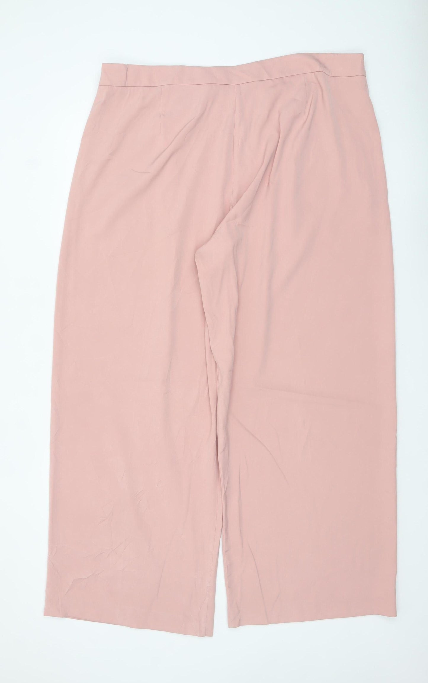 Marks and Spencer Women Pink Wide-Leg Pleated Trousers Size 22