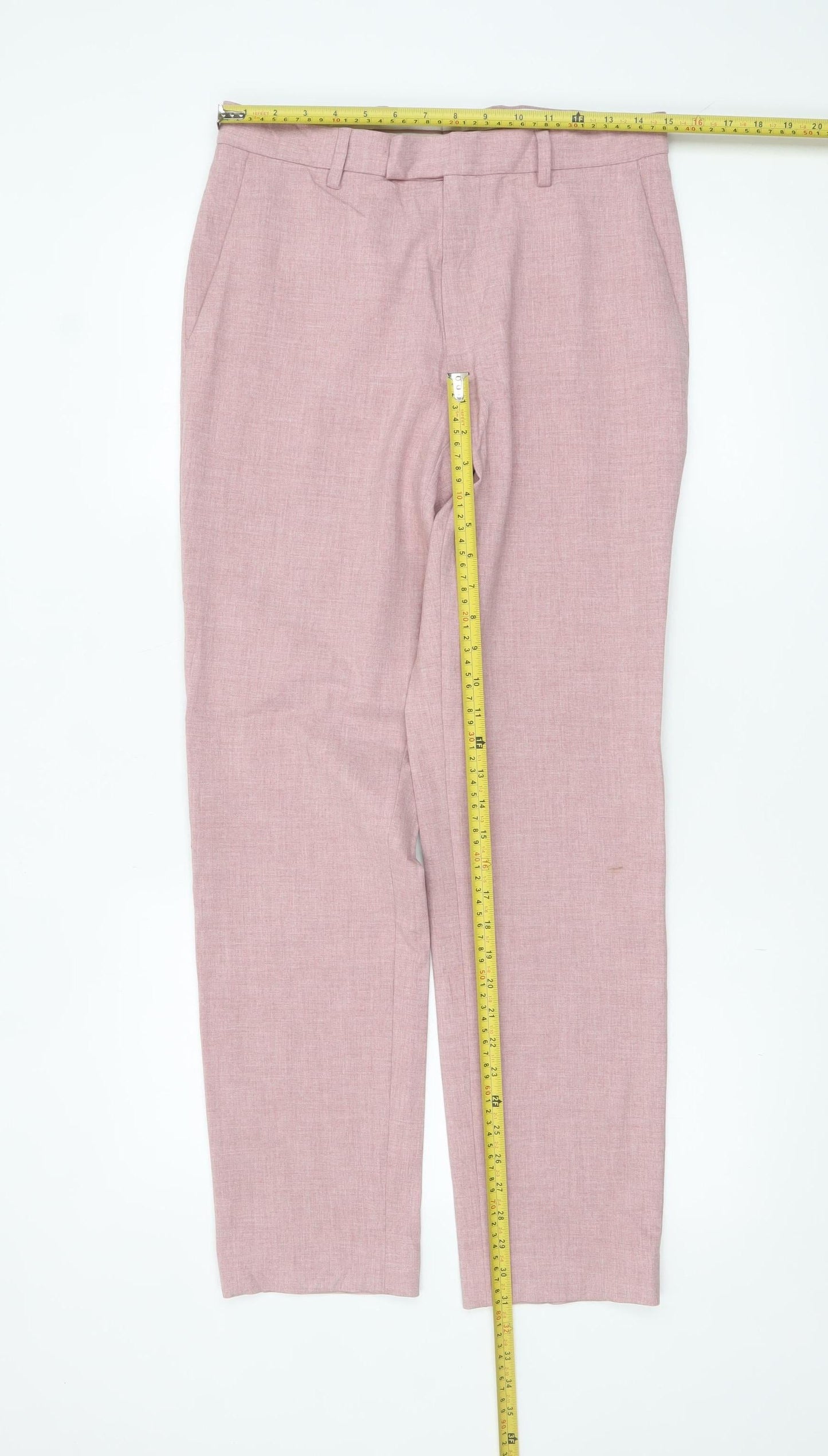 Marks and Spencer Men's Pink Slim Fit Linen Blend Chino Trousers 30R