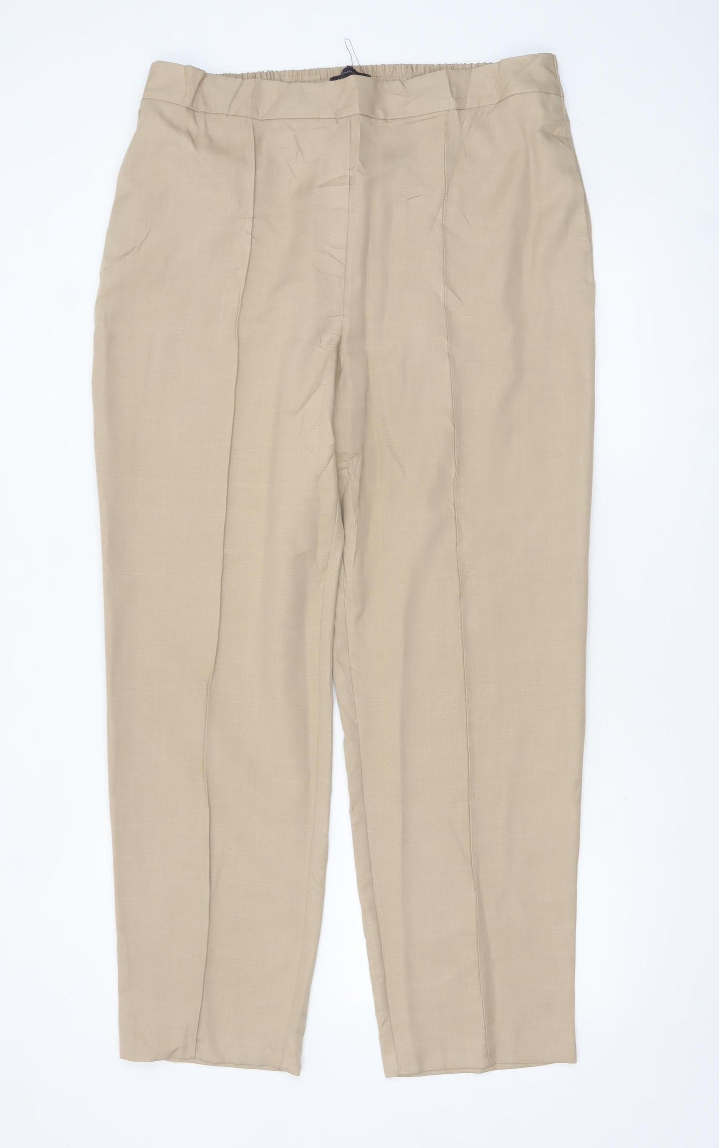 Marks and Spencer Women’s Beige Regular Fit Lightweight Trousers Size 18