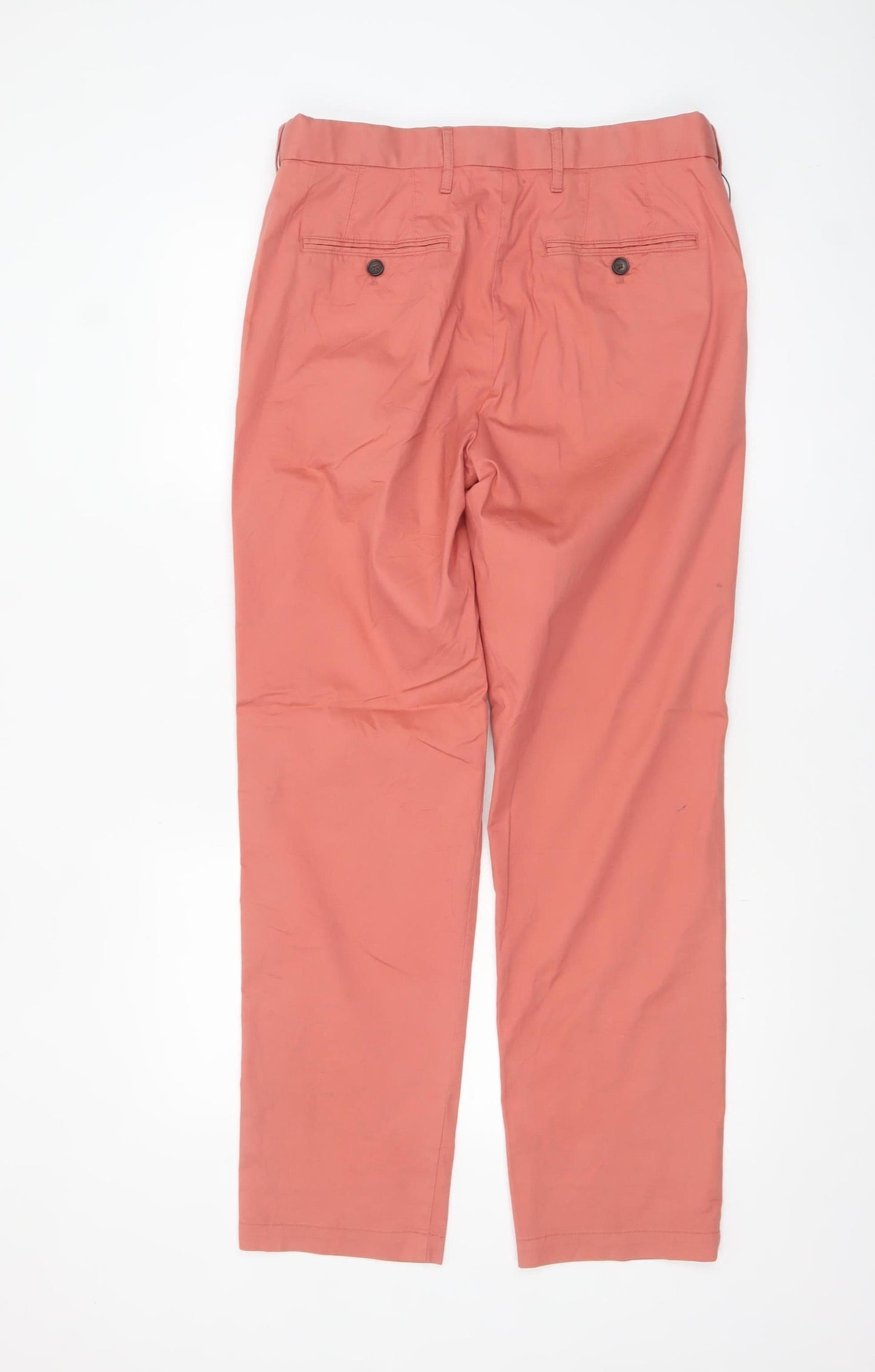Marks and Spencer Men's Orange Regular Fit Chino Trousers Size 32