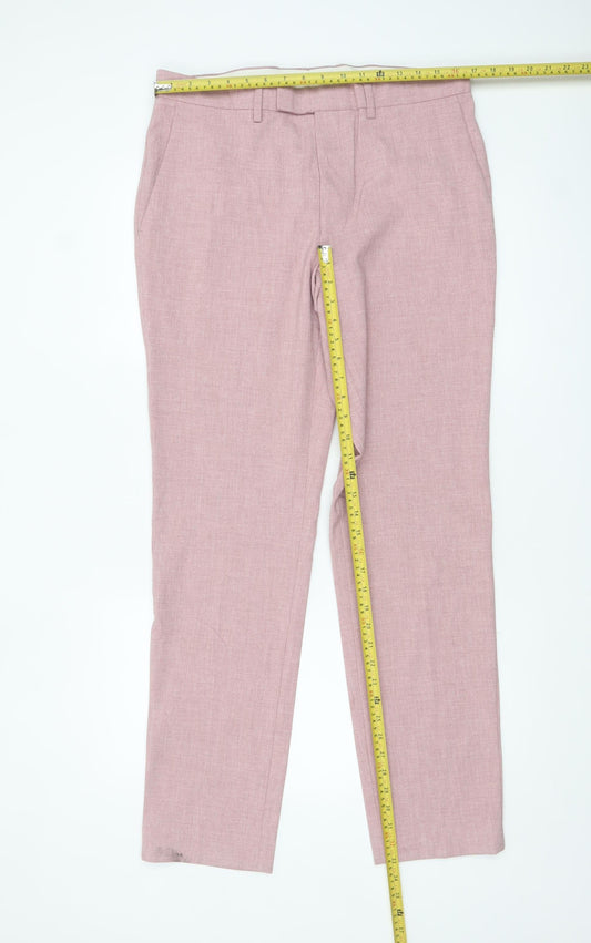 Marks and Spencer Men’s Pink Slim Fit Dress Trousers 34W 33L