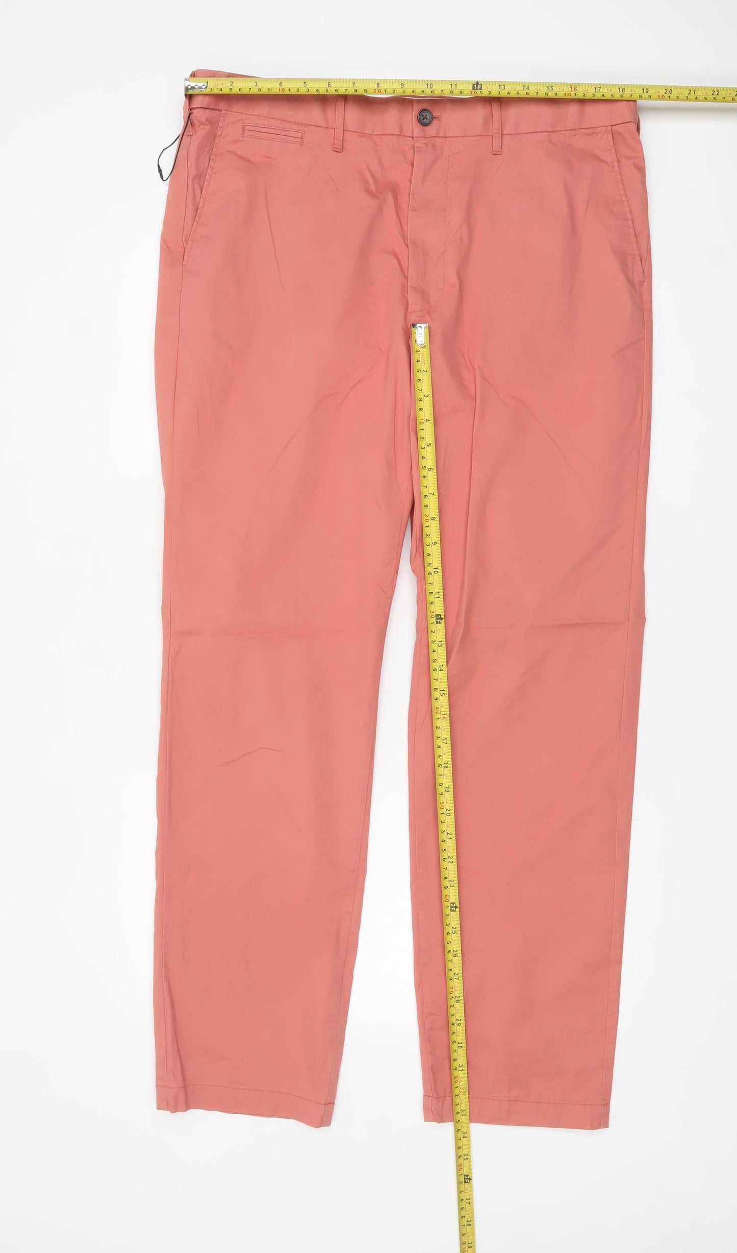 Marks and Spencer Men's Pink Regular Fit Chino Trousers Size 38