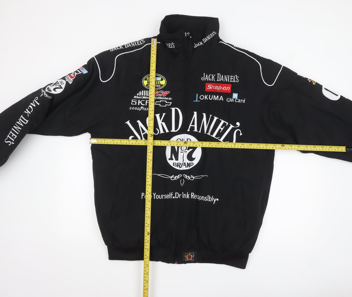 JH Design Jack Daniel's Men's Black XL Bomber Jacket Racing Style