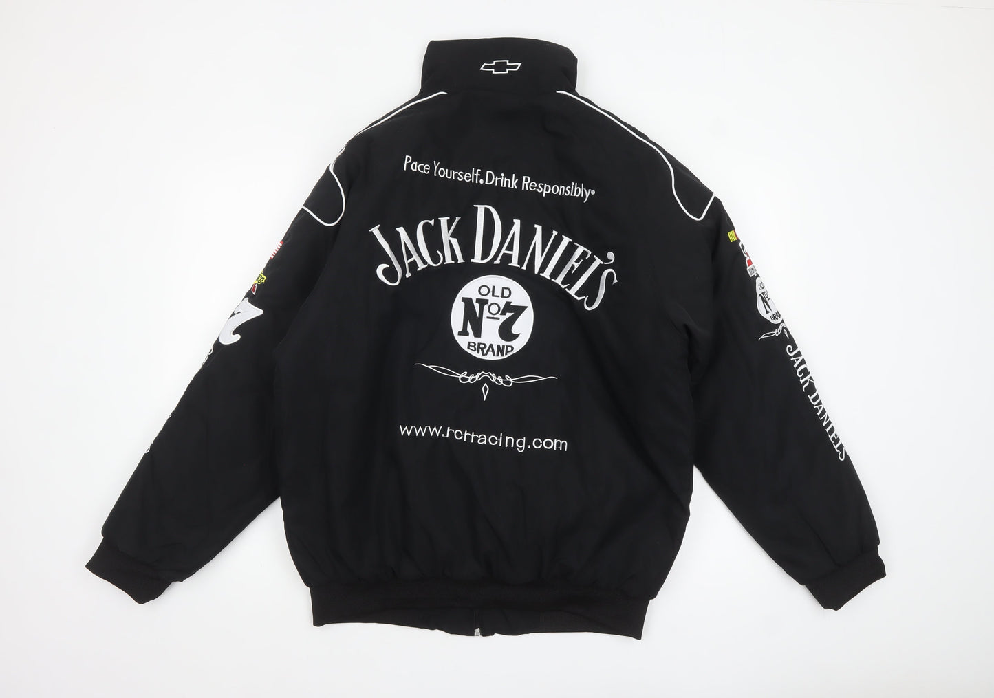 JH Design Jack Daniel's Men's Black XL Bomber Jacket Racing Style