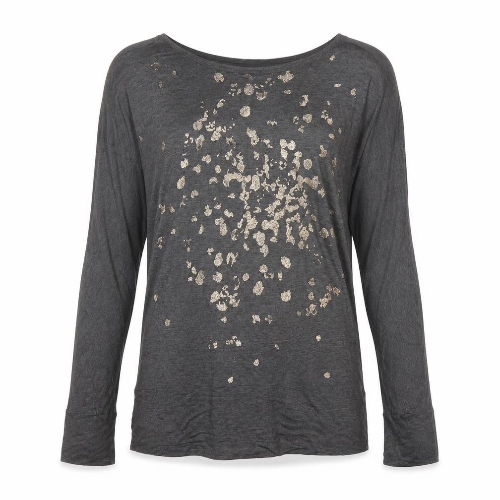Mint Velvet Women’s Grey Sequin Animal Print Long Sleeve Top XS