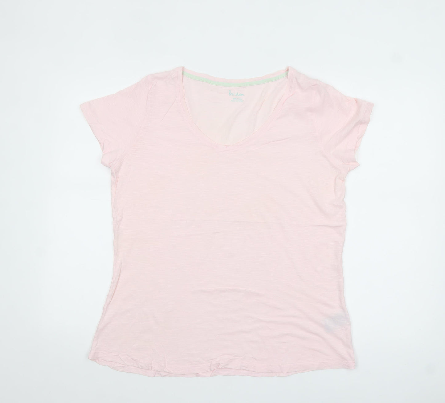 Boden Women’s Pink 100% Cotton V-Neck Short Sleeve T-Shirt UK 10