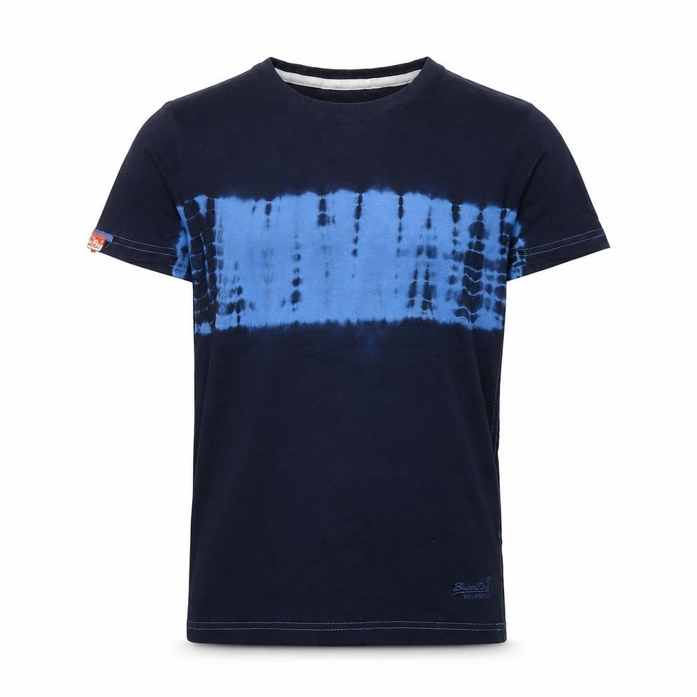 Front view of Superdry Men’s Blue Tie-Dye Cotton Crew Neck T-Shirt Small