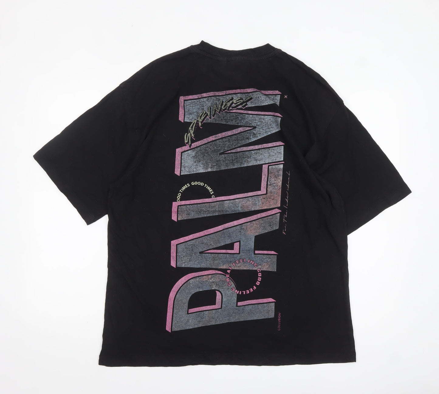 Collusion Men’s Black Palm Springs Graphic T-Shirt Medium