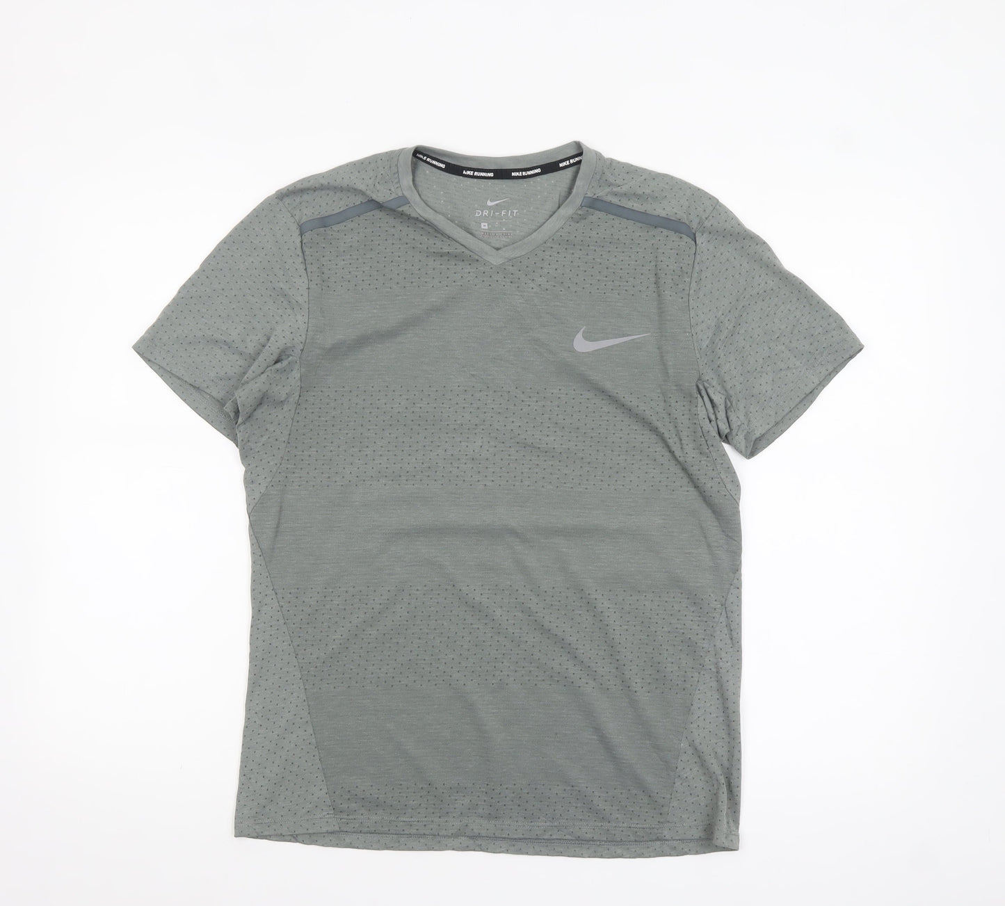 Nike Men's Grey Dri-Fit Running T-Shirt M Athletic Lightweight