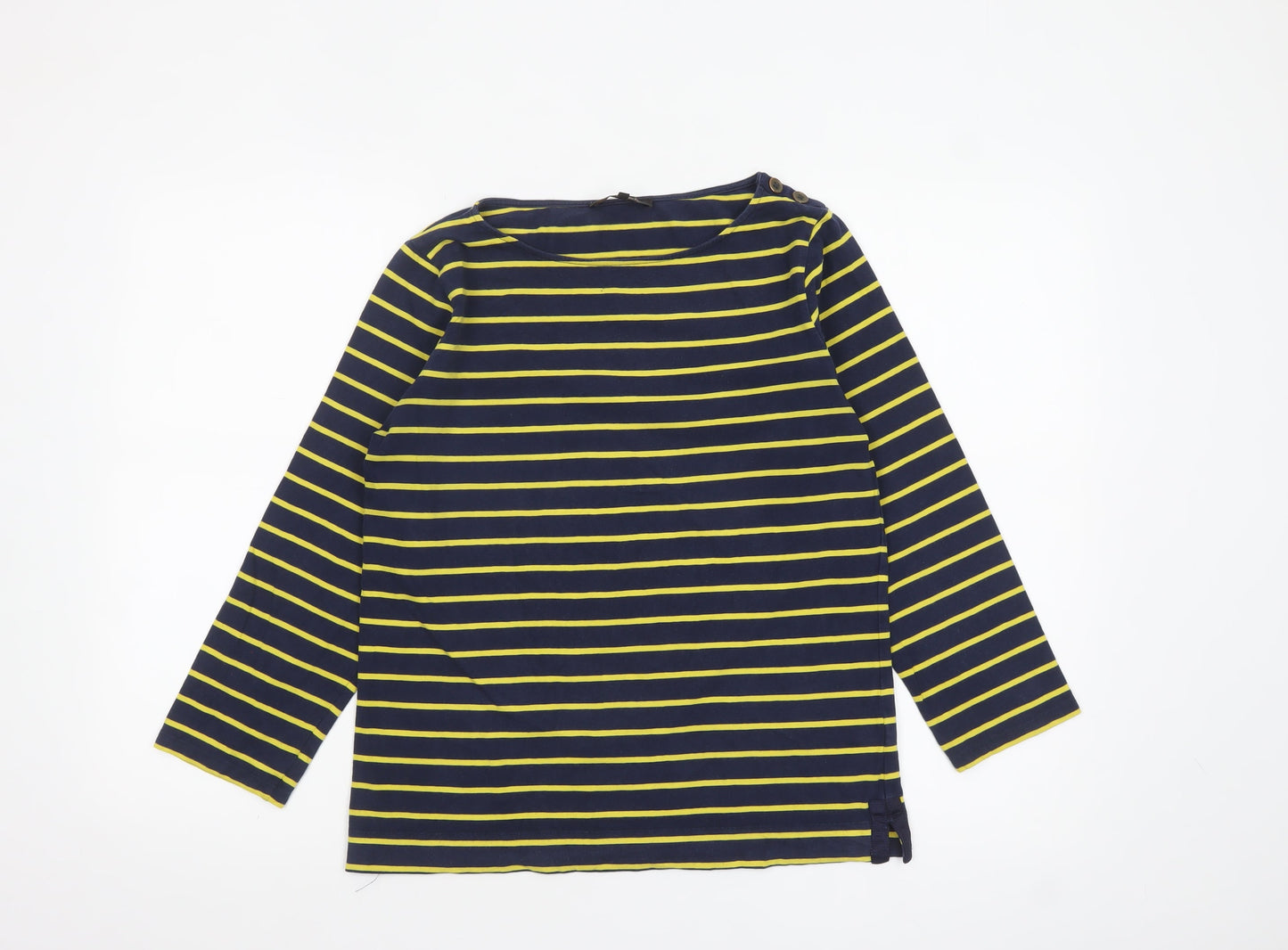 Jaeger Women's Blue Striped Long Sleeve Cotton Nautical Top S