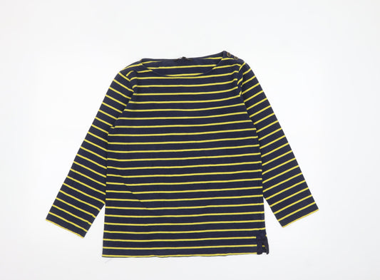 Jaeger Women's Blue Striped Long Sleeve Cotton Nautical Top S