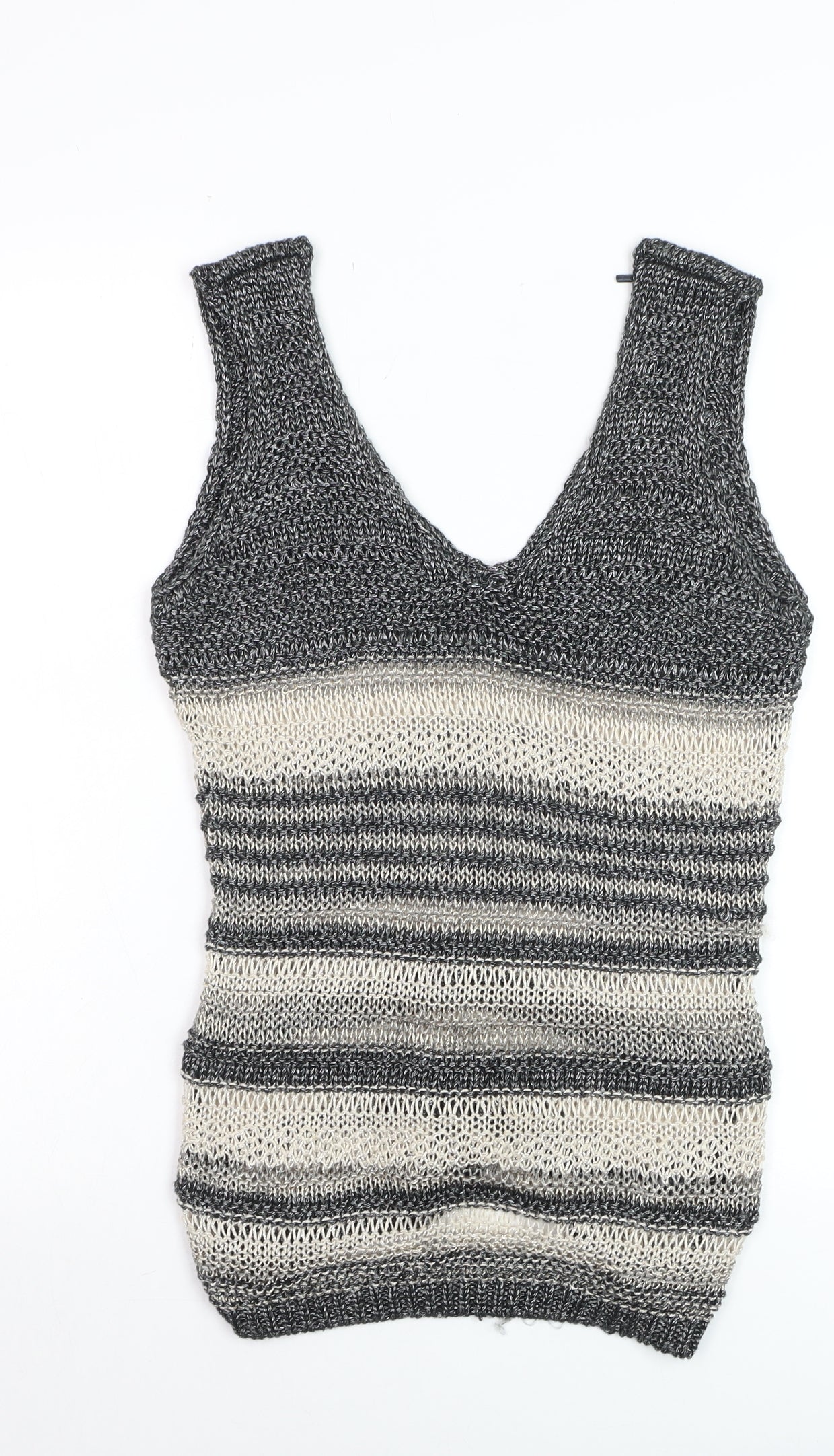 Next Women’s Multicoloured Knit Striped V-Neck Tank Top Size 8