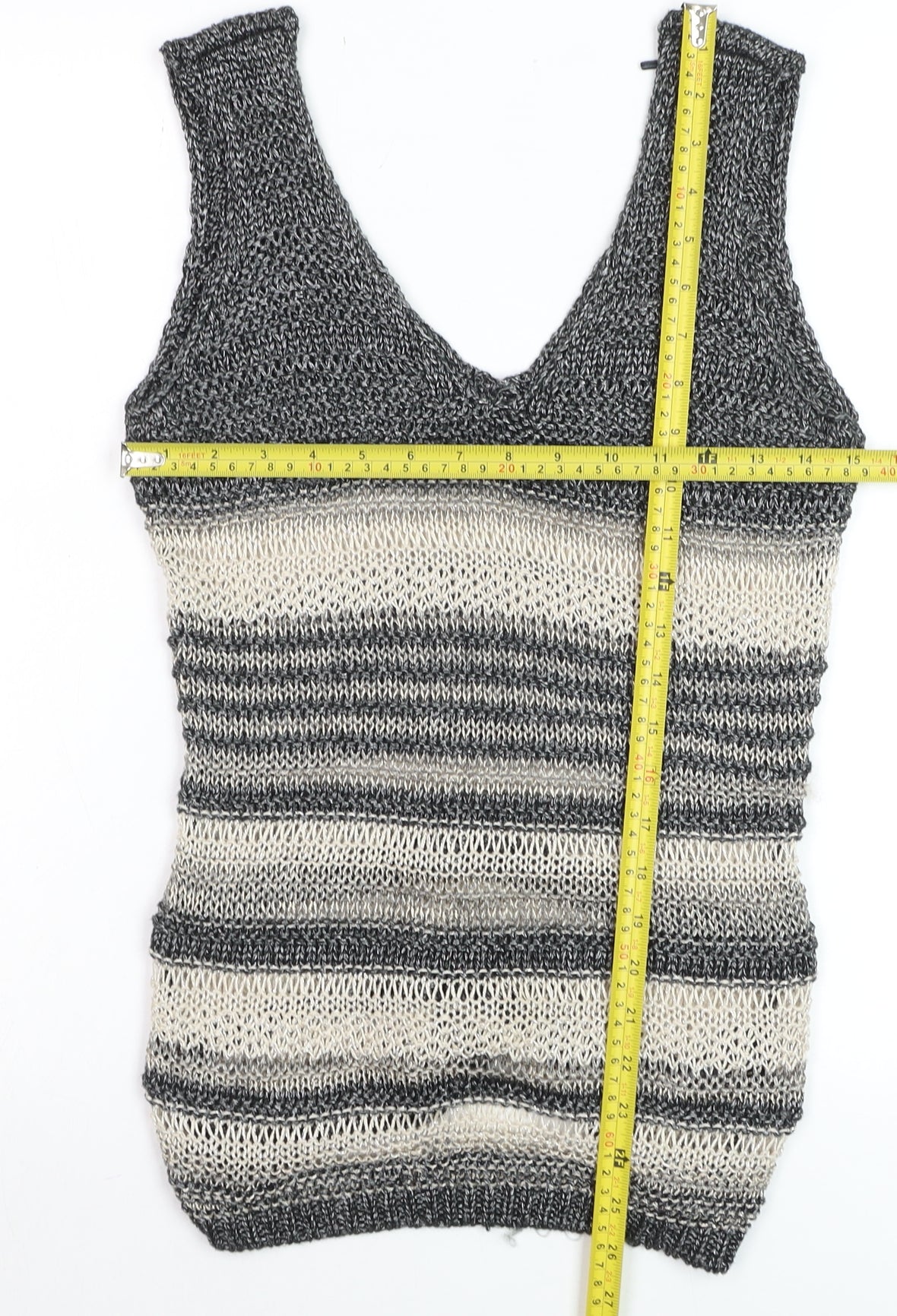 Next Women’s Multicoloured Knit Striped V-Neck Tank Top Size 8