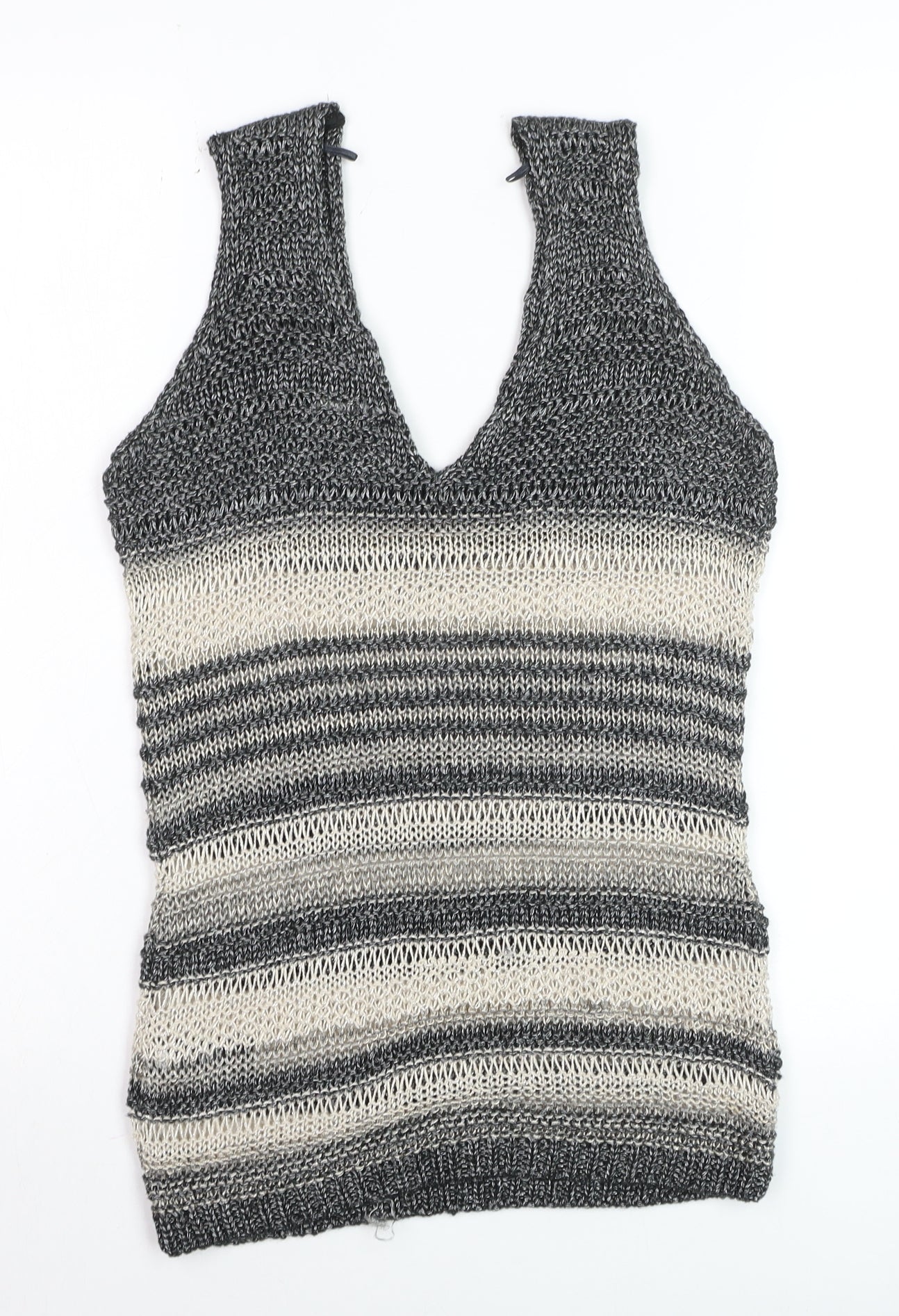 Next Women’s Multicoloured Knit Striped V-Neck Tank Top Size 8