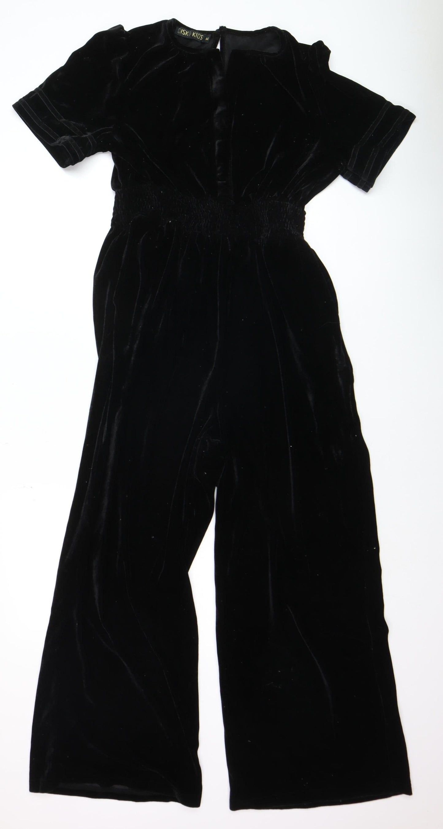 Disco Kids Girls Black Velvet Jumpsuit Short Sleeve Size M Partywear