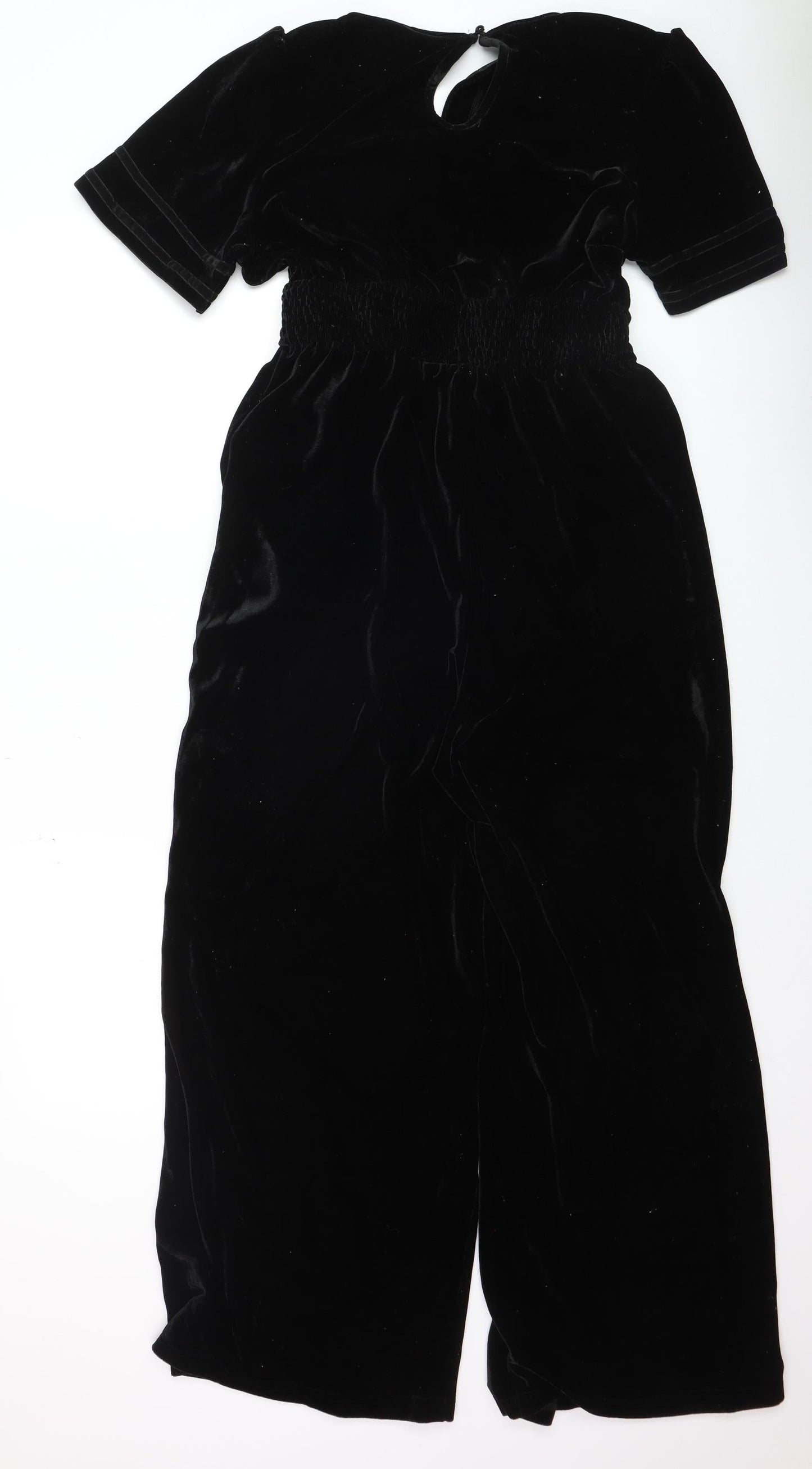 Disco Kids Girls Black Velvet Jumpsuit Short Sleeve Size M Partywear