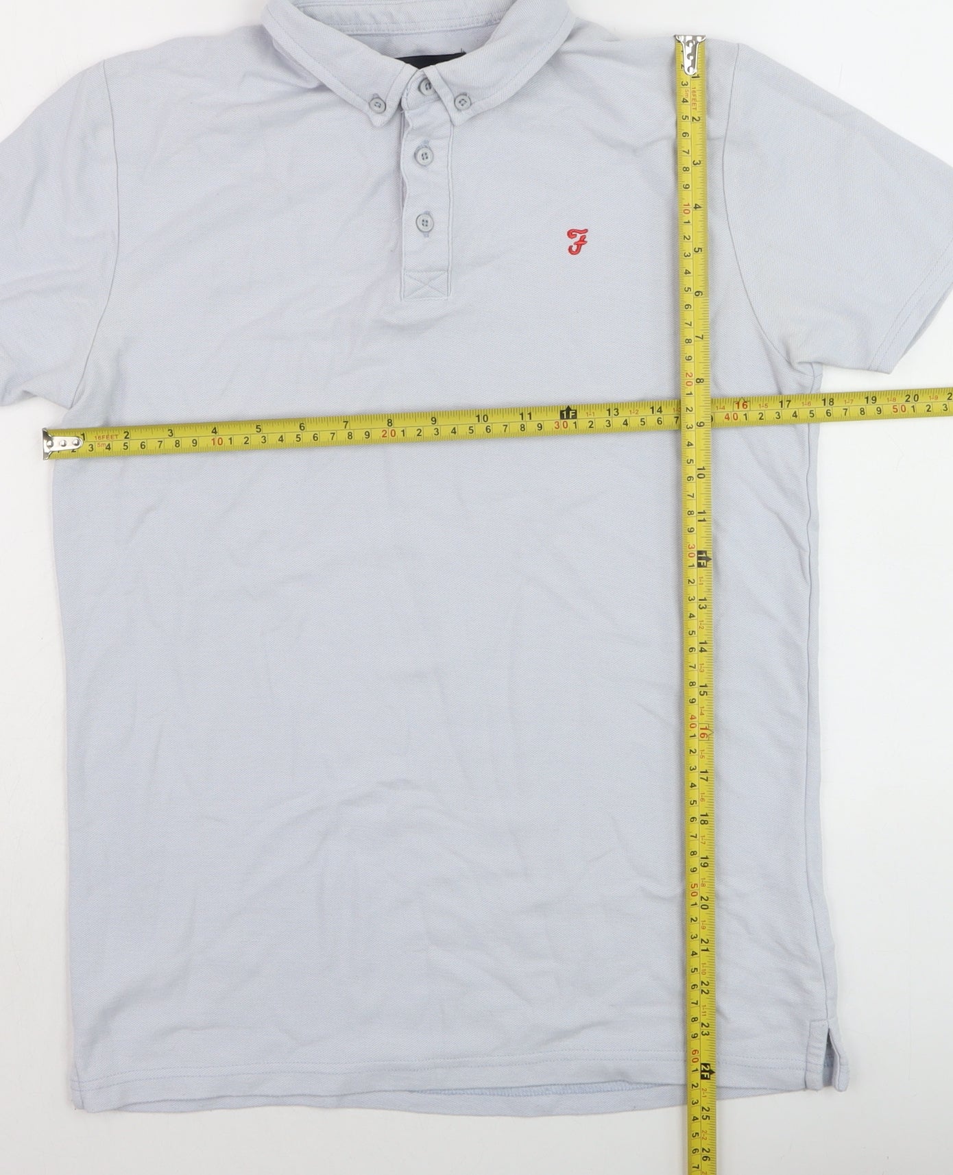 Farah Jeans Boys Blue Polo Shirt 14-15 Years Short Sleeve Cotton Blend