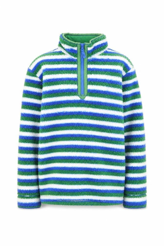 Mountain Warehouse Boys Green Blue Striped Half Zip Fleece Hoodie Age 13