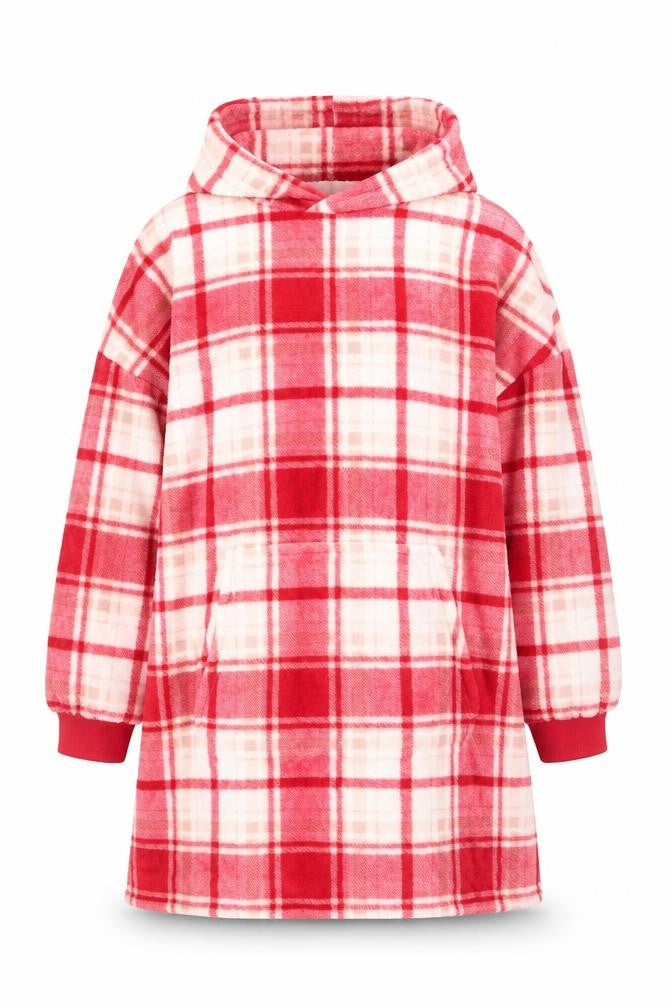 Marks & Spencer Girls Red Check Fleece Hooded Robe 13-14 Years