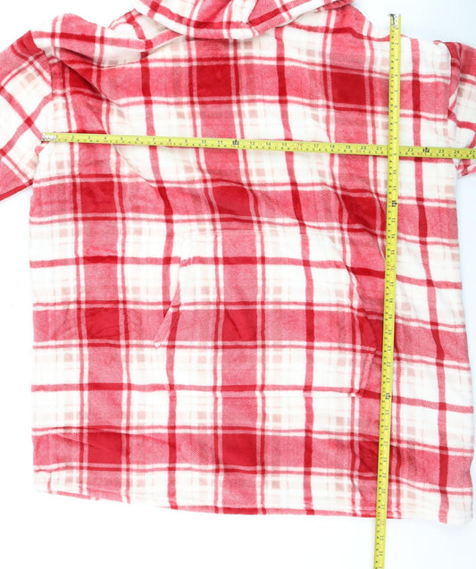 Marks and Spencer Girls Red Check Fleece Hooded Robe 13-14 Years