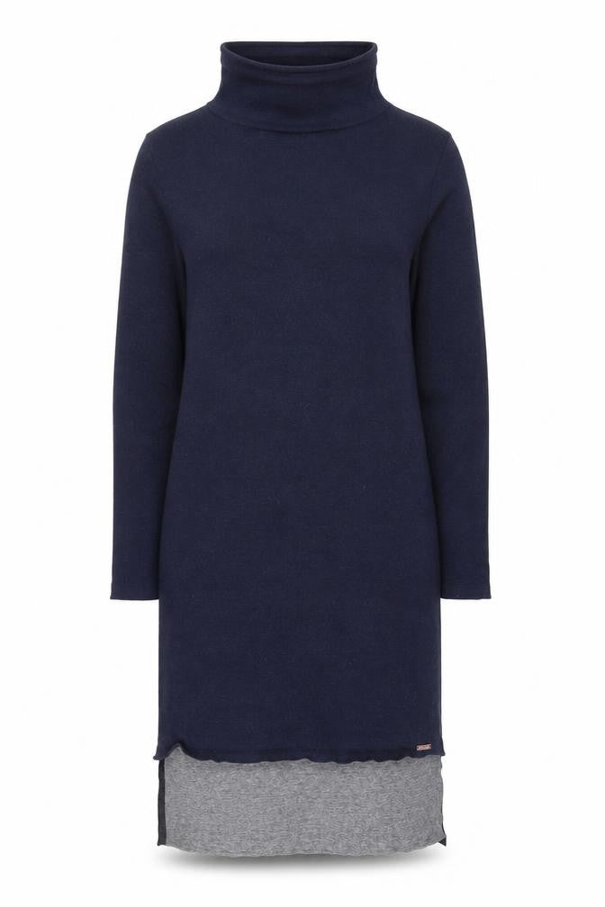 Sweaty Betty Women’s Blue Knit Jumper Dress M High Neck Long Sleeve