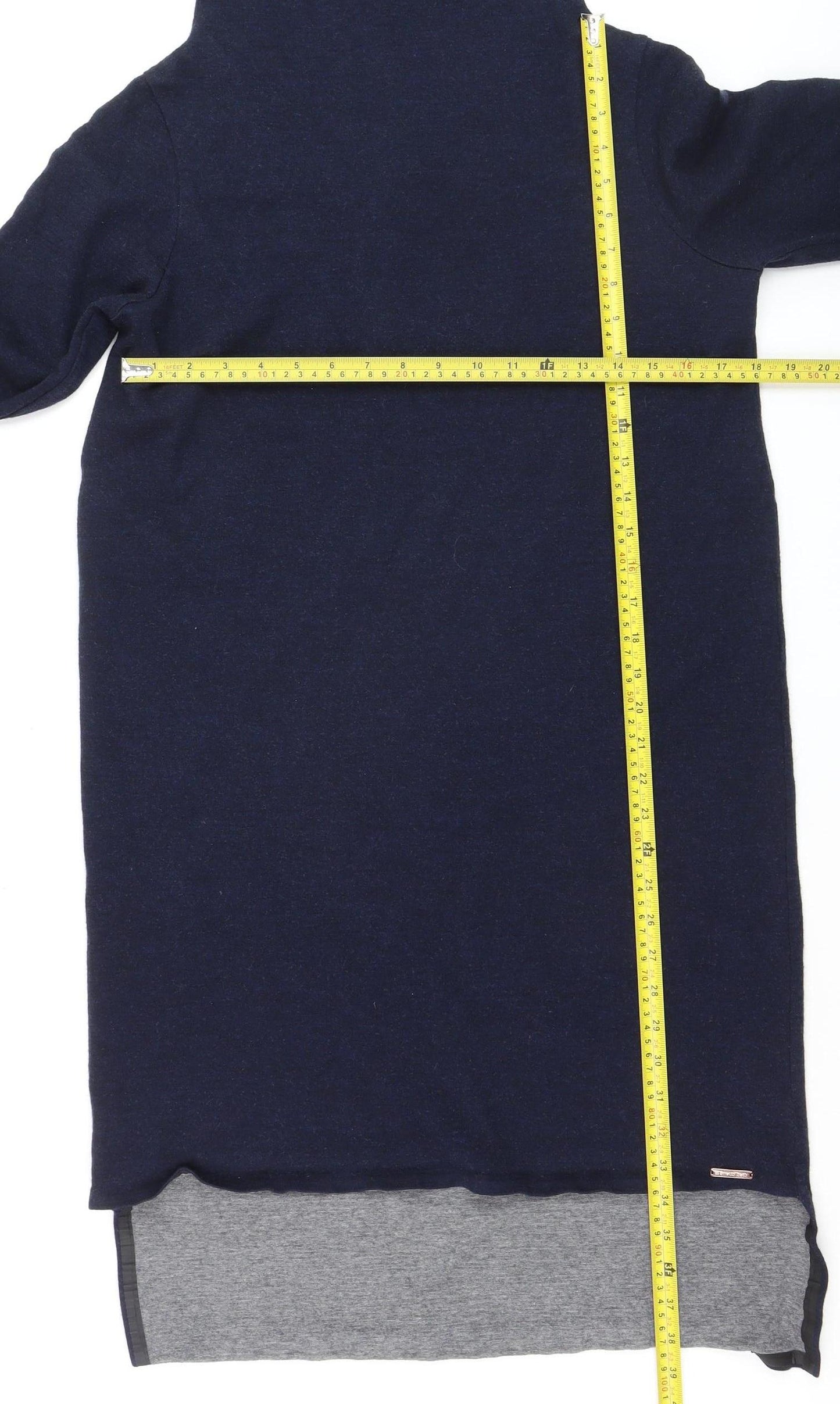 Sweaty Betty Women’s Blue Knit Jumper Dress M High Neck Long Sleeve