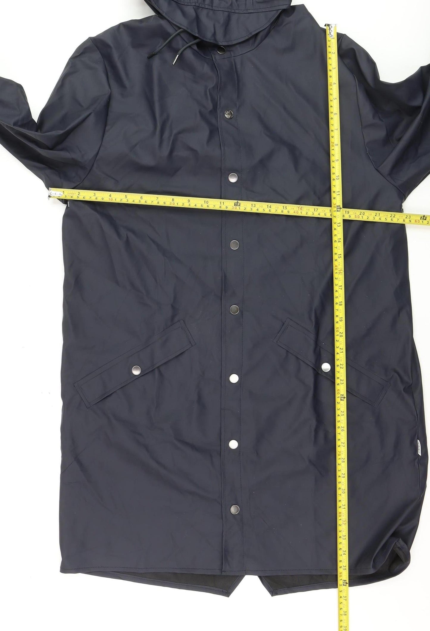 Rains Women's Navy Long Waterproof Rain Coat Jacket L