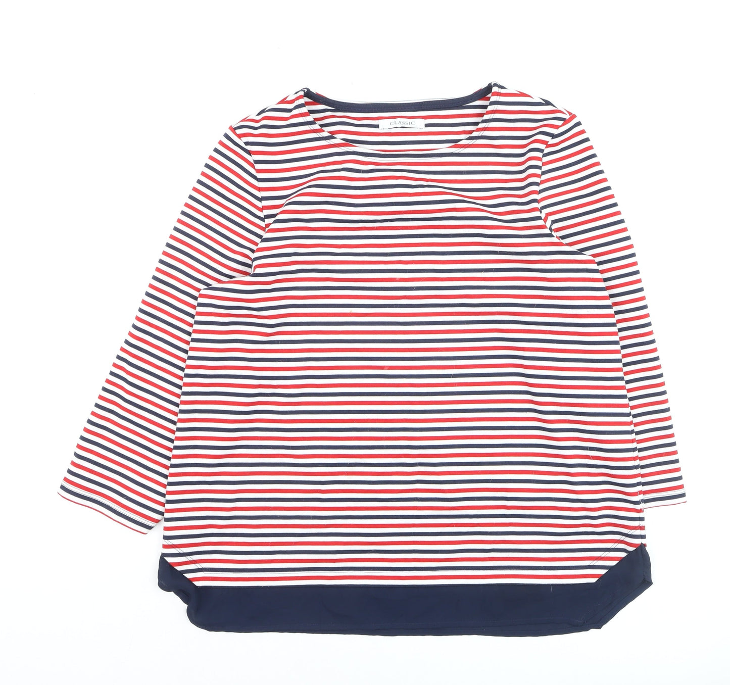 Marks and Spencer Women's Multicoloured Striped Long Sleeve Jersey T-Shirt Size 16
