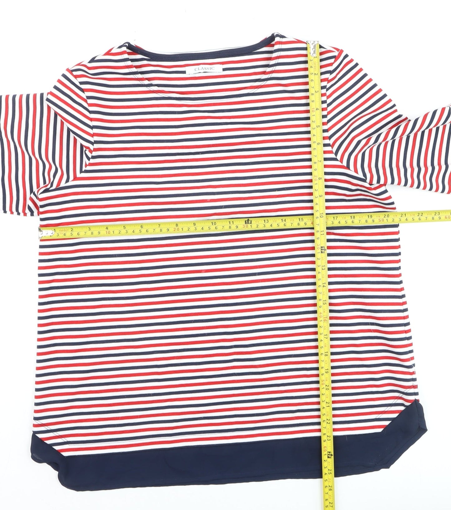 Marks and Spencer Women's Multicoloured Striped Long Sleeve Jersey T-Shirt Size 16