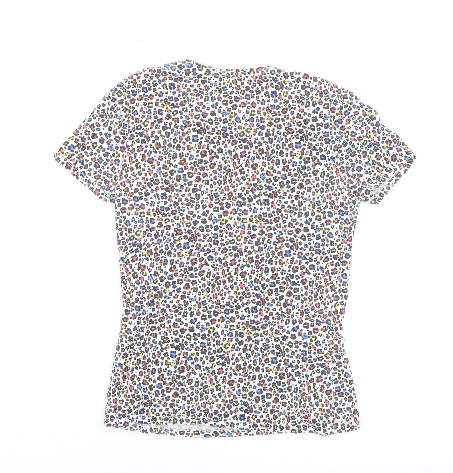 Marks and Spencer Womens Multicoloured Animal Print Cotton T-Shirt Size 8