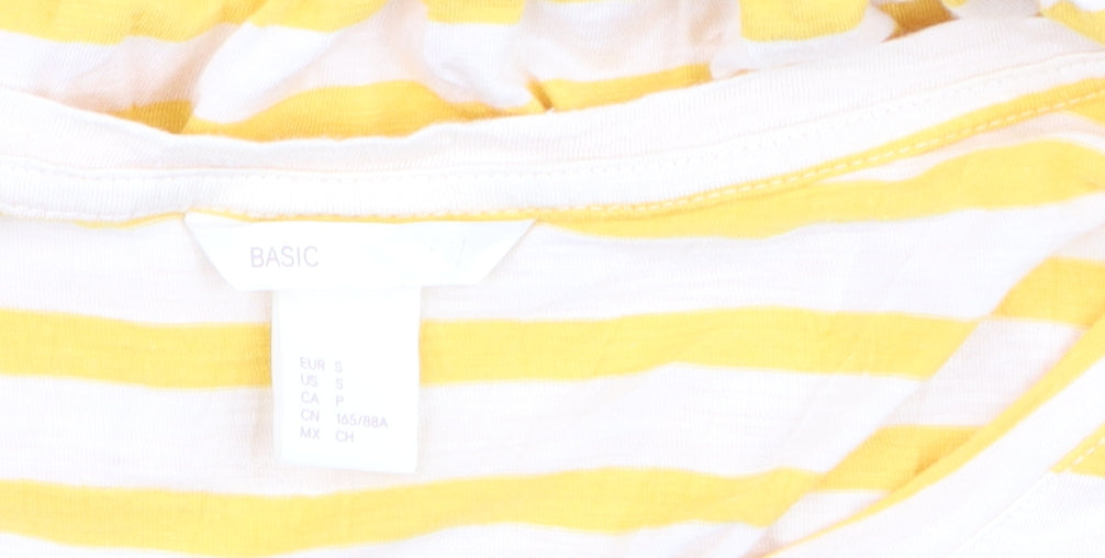 H&M Women’s Yellow White Striped T-Shirt Dress Size 8 Short Sleeve