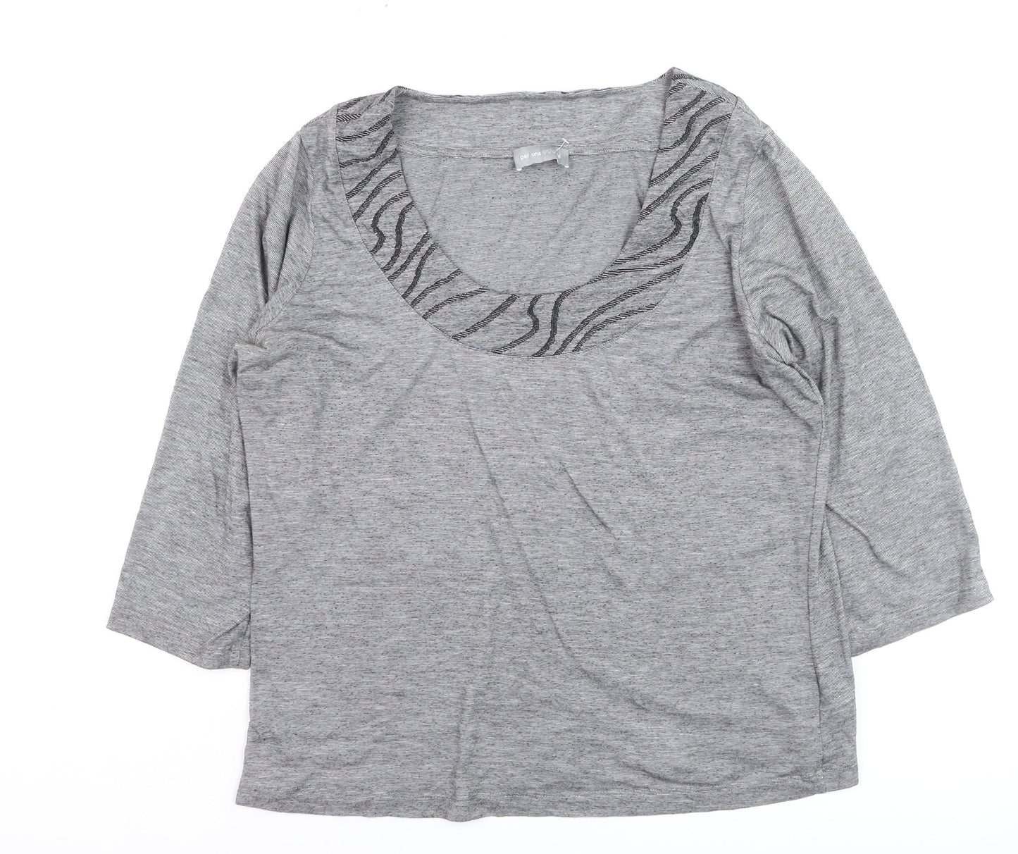 Marks and Spencer Per Una Women’s Grey Scoop Neck 3/4 Sleeve T-Shirt Size 16