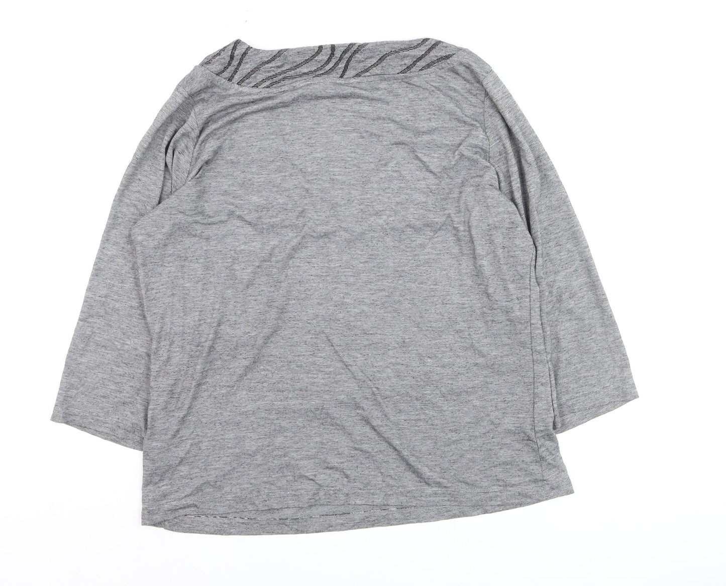 Marks and Spencer Per Una Women’s Grey Scoop Neck 3/4 Sleeve T-Shirt Size 16