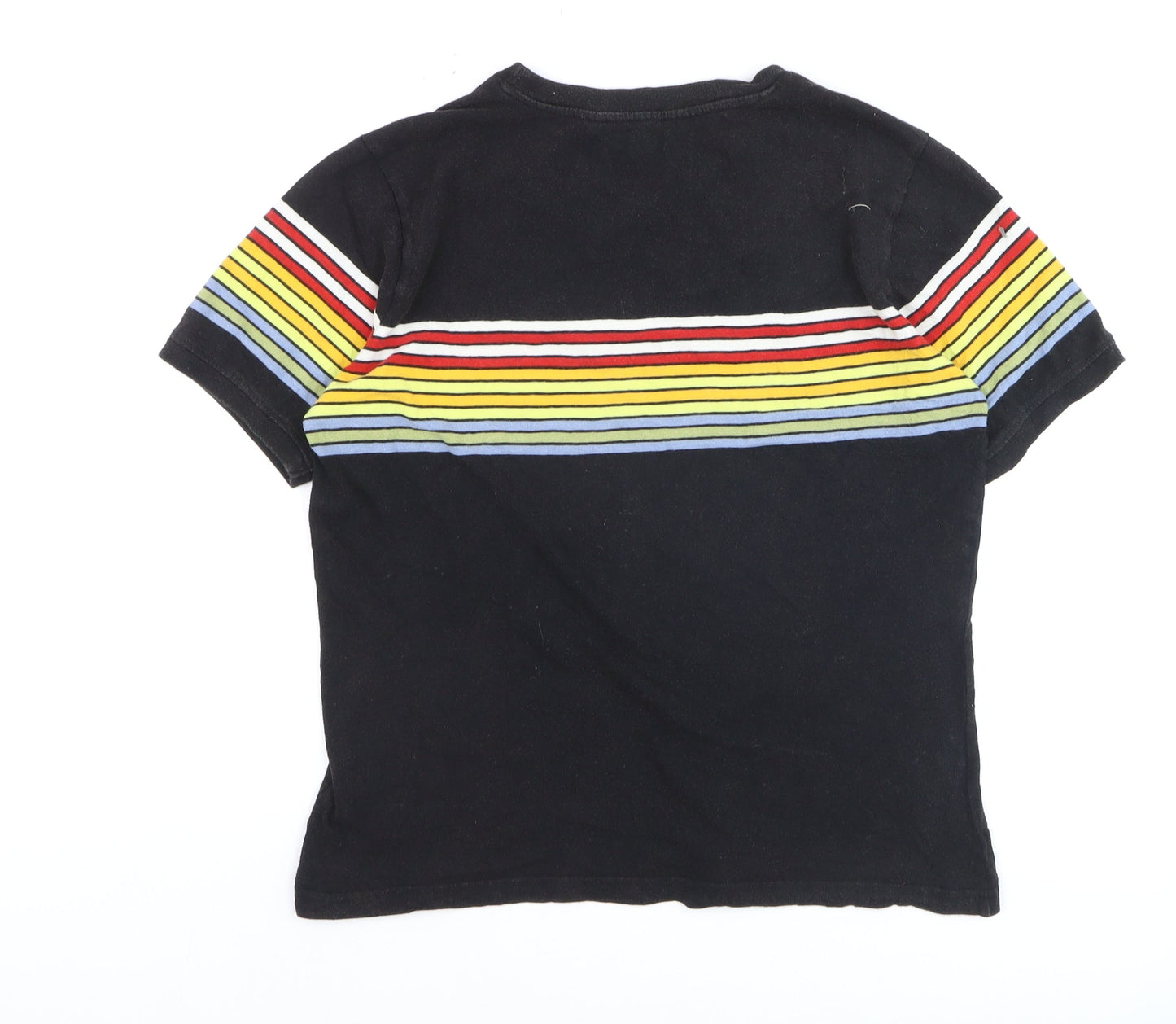 BDG Men’s Black Striped Retro Crew Neck Cotton T-Shirt Size M