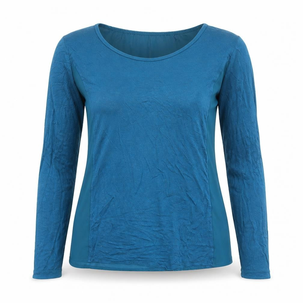 Chico's Women's Blue Long Sleeve Chiffon Panel Blouse Size S
