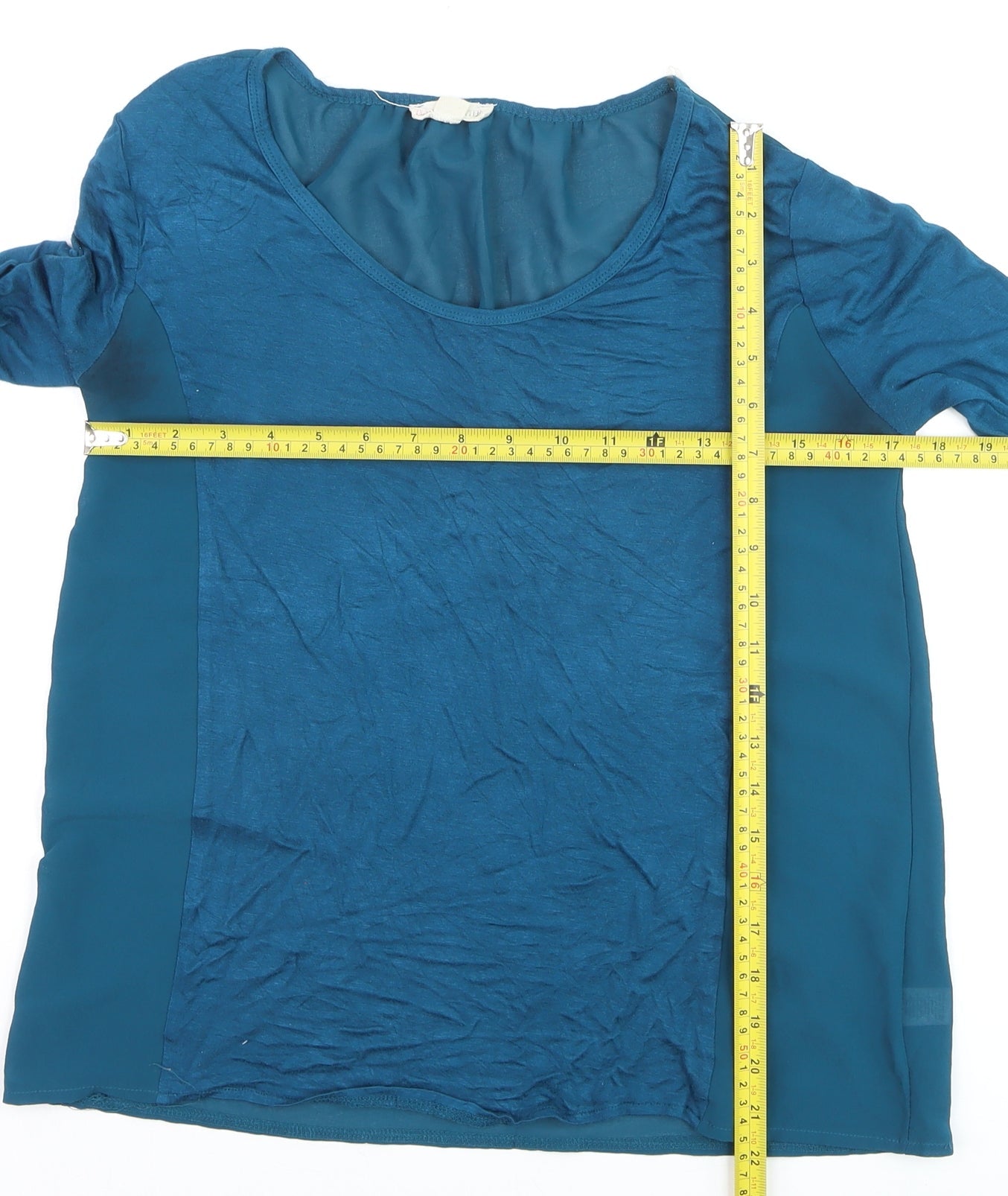 Chico's Women's Blue Long Sleeve Chiffon Panel Blouse Size S
