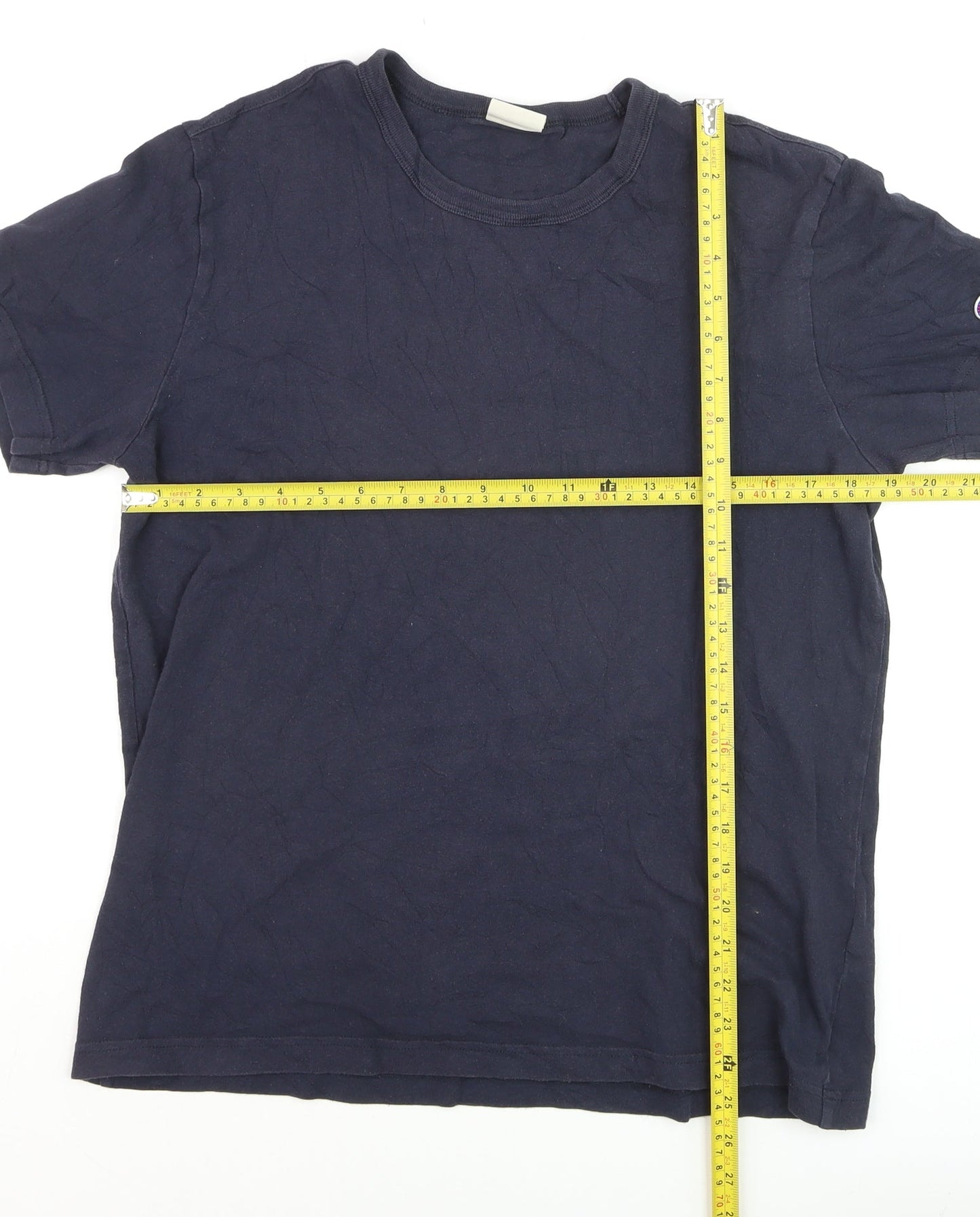 Champion Men Blue Medium Classic Crew Neck Cotton T-Shirt