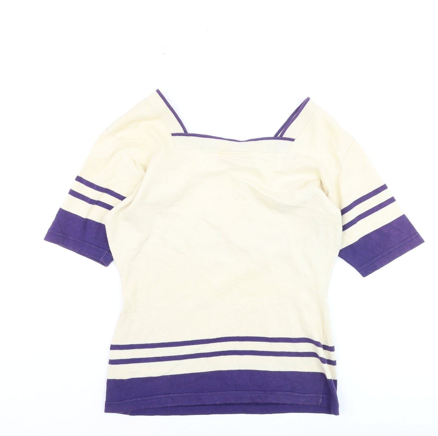 Next Women Ivory Purple Striped Square Neck Jumper M