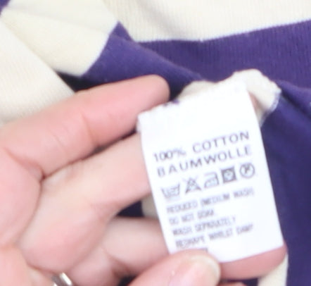 Next Women Ivory Purple Striped Square Neck Jumper M