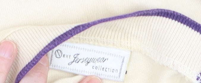Next Women Ivory Purple Striped Square Neck Jumper M