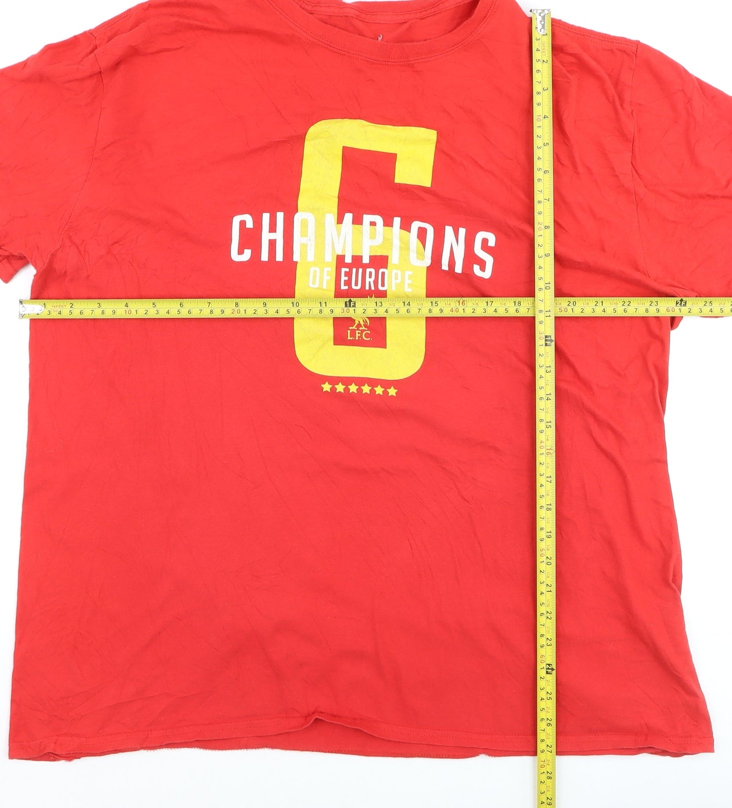 LFC Men's Red Champions of Europe 2XL Graphic Cotton T-Shirt