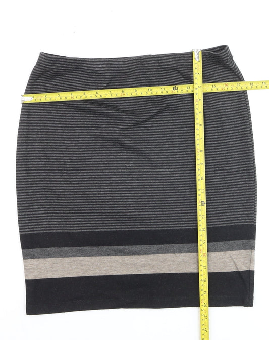 Max Studio Women’s Grey Striped Pencil Knit Skirt Size M