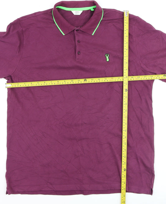 Next Men’s Purple Slim Fit Polo Shirt XL Short Sleeve Collared