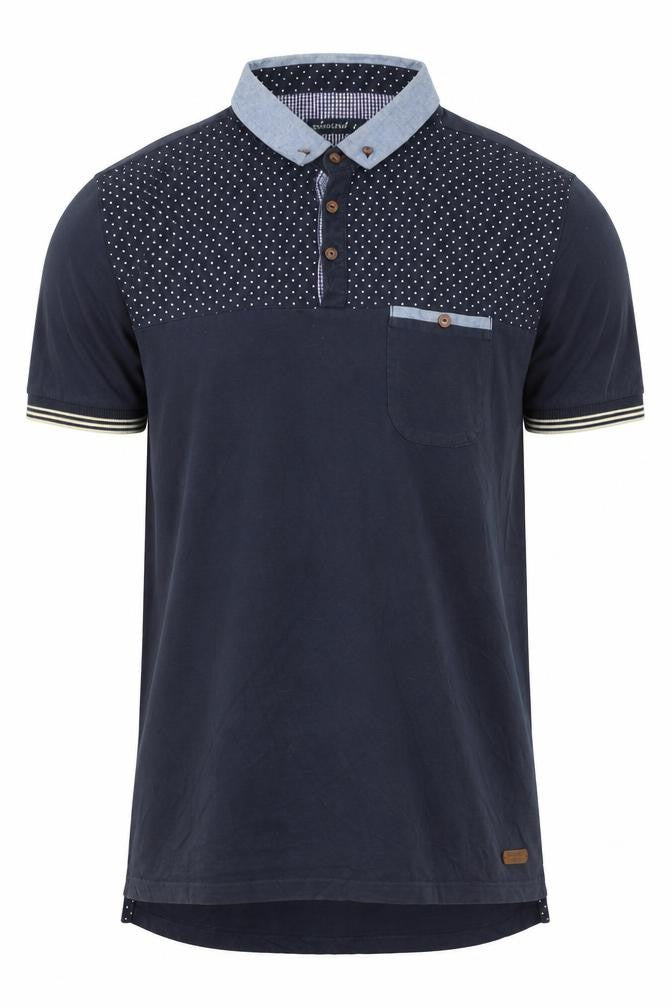 Twisted Soul Men's Blue Collared Short Sleeve Polka Dot T-Shirt XL