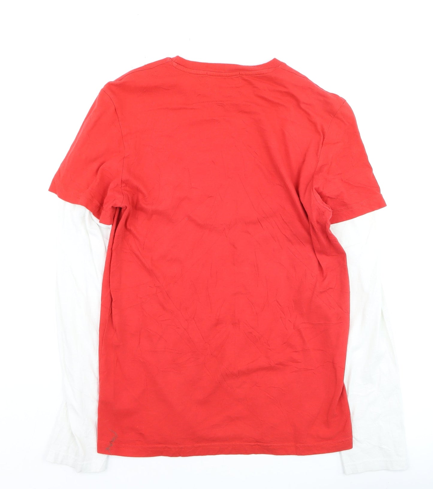 Topman Boys Red Funny Graphic Long Sleeve Layered T-Shirt Size S