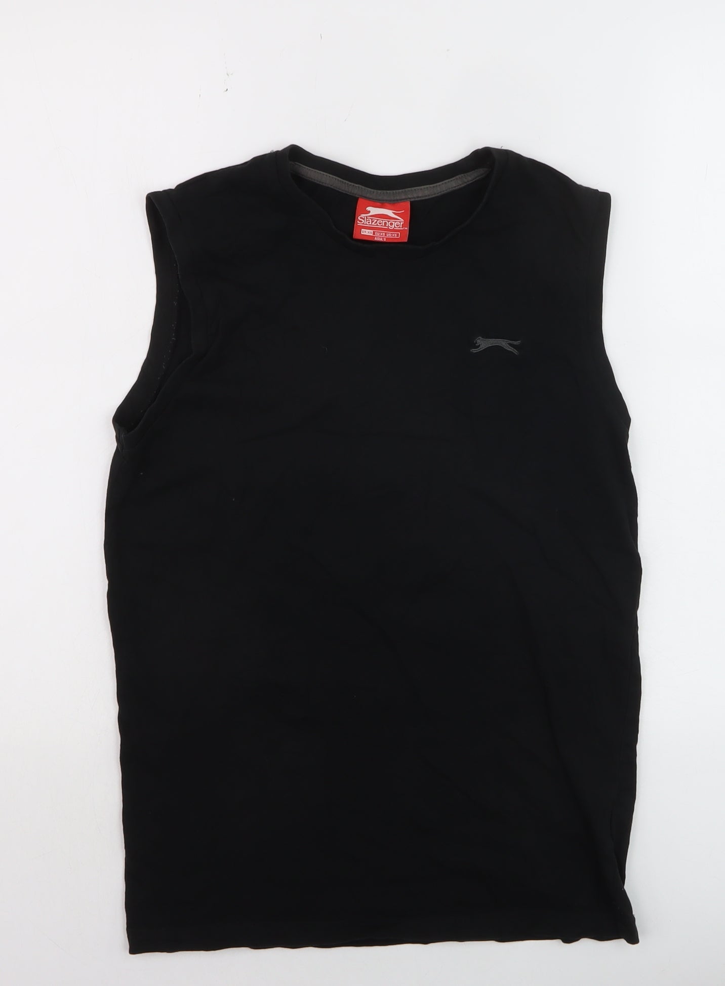 Slazenger Mens Black Sleeveless Crew Neck Cotton T-Shirt XS