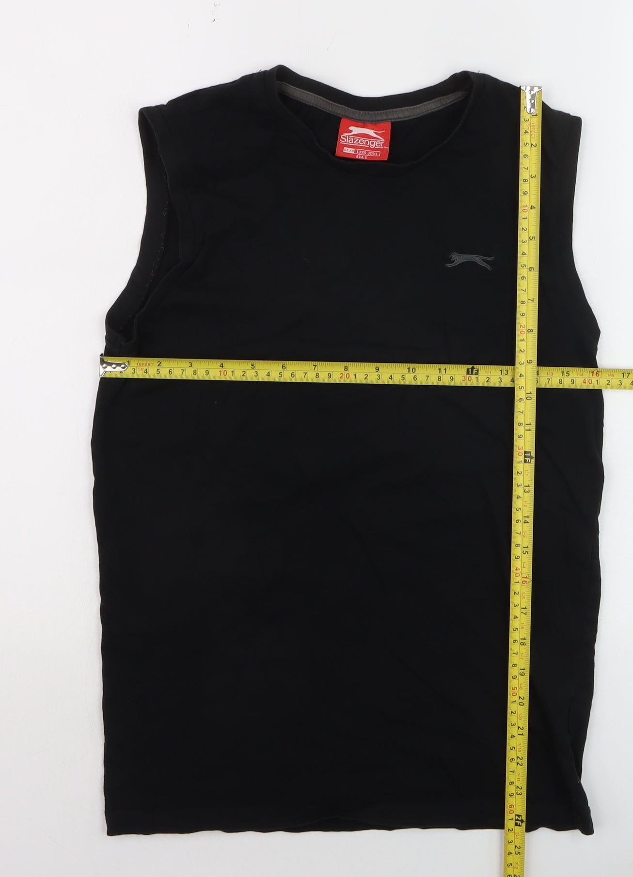 Slazenger Mens Black Sleeveless Crew Neck Cotton T-Shirt XS