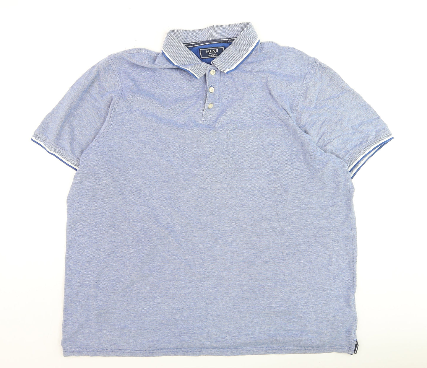Maine New England Men's Blue Cotton Polo Shirt XL Regular Fit