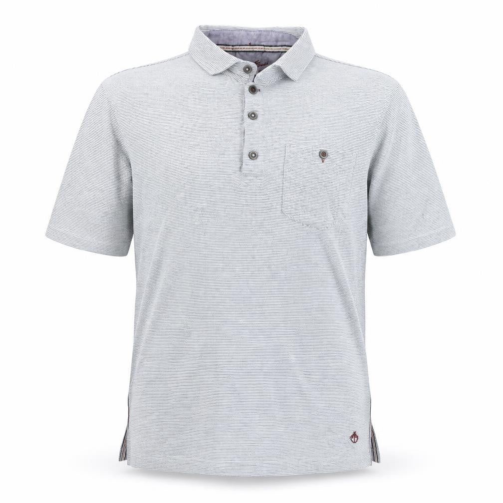 White Stuff Men's Grey Striped Cotton Polo Shirt Size M